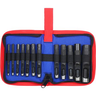 OEM Juego De 12 Perforadoras De Cuero Resistentes Con Agujeros Redondos En Tamaños De 3/4/5/6/7/8/9/10/11/12/14/16 Mm, Para Sillas De Montar, Cinturones, Correas De Reloj, Correas De Lona Y Bolsos. OEM Juego De 12 Perforadoras De Cuero Resistentes Con Agujeros Redondos En Tamaños De 3/4/5/6/7/8/9/10/11/12/14/16 Mm, Para Sillas De Montar, Cinturones, Correas De Reloj, Correas De Lona Y Bolsos.