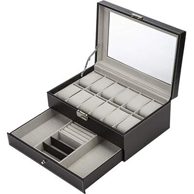 OEM Caja De Dos Niveles Para 12 Cajas De Relojes Con Tapa De Cuero Sintético. OEM Caja De Dos Niveles Para 12 Cajas De Relojes Con Tapa De Cuero Sintético.