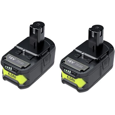 OEM Batería De Repuesto, Capacidad De 6000 Mah, De Iones De Litio, Compatible Con Ryobi, 2 Baterías. OEM Batería De Repuesto, Capacidad De 6000 Mah, De Iones De Litio, Compatible Con Ryobi, 2 Baterías.
