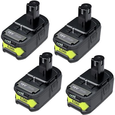 OEM Batería De Repuesto, Capacidad De 6000 Mah, De Iones De Litio, Compatible Con Ryobi, 4 Baterías. OEM Batería De Repuesto, Capacidad De 6000 Mah, De Iones De Litio, Compatible Con Ryobi, 4 Baterías.