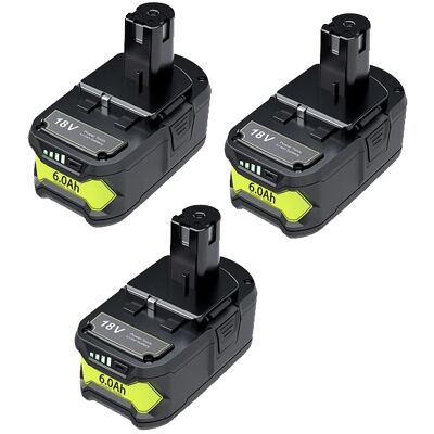 OEM Batería De Repuesto, Capacidad De 6000 Mah, De Iones De Litio, Compatible Con Ryobi, 3 Baterías. OEM Batería De Repuesto, Capacidad De 6000 Mah, De Iones De Litio, Compatible Con Ryobi, 3 Baterías.