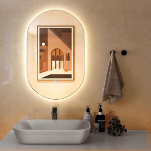 Costway Espejo De Pared Led Ovalado De 80 Cm X 50 Cm, Retroiluminado Y Ajustable En Intensidad, Espejo Con 3 Luces De Color E Botón Táctil Inteligente, Antiniebla Y A Prueba De Explosiones Costway Espejo De Pared Led Ovalado De 80 Cm X 50 Cm, Retroiluminado Y Ajustable En Intensidad, Espejo Con 3 Luces De Color E Botón Táctil Inteligente, Antiniebla Y A Prueba De Explosiones