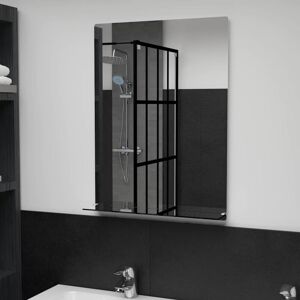 Espejo de pared con estante de vidrio templado 50x70 cm vidaXL - Plateado Espejo de pared con estante de vidrio templado 50x70 cm vidaXL - Plateado
