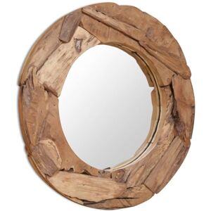 vidaXL Espejo de Teca Redondo 80 cm - Decoración vidaXL Espejo de Teca Redondo 80 cm - Decoración