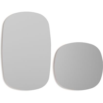 HERDASA Conjunto De 2 Espejos En Líneas Redondeadas, De La Colección Eclipse, Fabricado En Mdf Lacado En Color Gris. HERDASA Conjunto De 2 Espejos En Líneas Redondeadas, De La Colección Eclipse, Fabricado En Mdf Lacado En Color Gris.