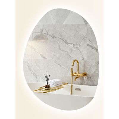 JHY DESIGN Espejo De Baño Asimétrico De 70 X 50 Cm Con Iluminación Led, Interruptor Táctil Inteligente, Función Antivaho, Color Plata. JHY DESIGN Espejo De Baño Asimétrico De 70 X 50 Cm Con Iluminación Led, Interruptor Táctil Inteligente, Función Antivaho, Color Plata.