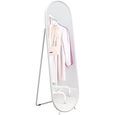 TREETALK Espejo De Cuerpo Entero Independiente Con Marco De Metal, Espejo De Pared Ovalado Con 2 Formas De Uso, 40 X 4 X 160 Cm, Blanco TREETALK Espejo De Cuerpo Entero Independiente Con Marco De Metal, Espejo De Pared Ovalado Con 2 Formas De Uso, 40 X 4 X 160 Cm, Blanco
