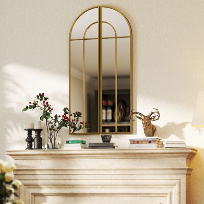 TORMATOR Espejo De Pared Dorado Espejo Decorativo Con Diseño En Arco Y 2 Piezas 30x120 Cm Reflejos Claros Y Fácil Instalación TORMATOR Espejo De Pared Dorado Espejo Decorativo Con Diseño En Arco Y 2 Piezas 30x120 Cm Reflejos Claros Y Fácil Instalación