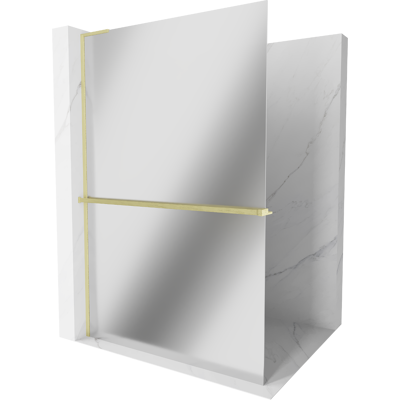 Mexen Kioto+ L Panel De Ducha Con Estante Walk-in 80 X 200 Cm, Espejo, Dorado Cepillado - 800-080-123-55-50 Mexen Kioto+ L Panel De Ducha Con Estante Walk-in 80 X 200 Cm, Espejo, Dorado Cepillado - 800-080-123-55-50