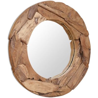 vidaXL Espejo de Teca Redondo 80 cm - Decoración vidaXL Espejo de Teca Redondo 80 cm - Decoración