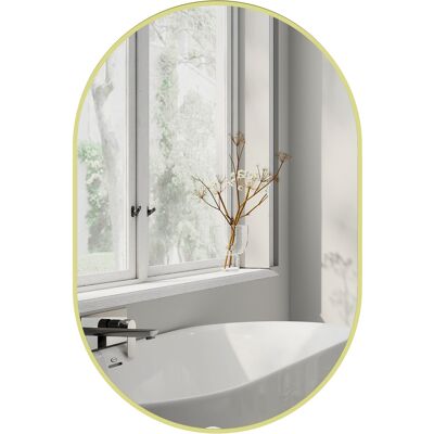 TREETALK Espejo Ovalado Decorativo De 60 X 90 Cm Para Baño Con Marco De Aluminio, Ideal Para Salón O Sala De Estar, Con Orientación Horizontal O Vertical, Color Dorado. TREETALK Espejo Ovalado Decorativo De 60 X 90 Cm Para Baño Con Marco De Aluminio, Ideal Para Salón O Sala De Estar, Con Orientación Horizontal O Vertical, Color Dorado.