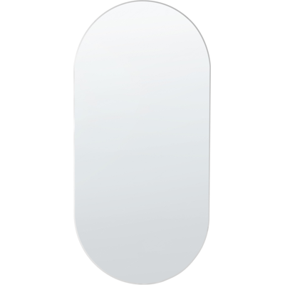 Beliani - Espejo De Pared De Vidrio Plateado 40 X 80 Cm Sin Marco Forma Ovalada Alfortville Beliani - Espejo De Pared De Vidrio Plateado 40 X 80 Cm Sin Marco Forma Ovalada Alfortville
