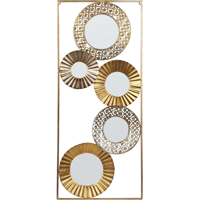 Beliani - Decoración De Pared De Metal Vidrio Dorado 39 X 90 Cm A Mano Espejos Maicoba Beliani - Decoración De Pared De Metal Vidrio Dorado 39 X 90 Cm A Mano Espejos Maicoba