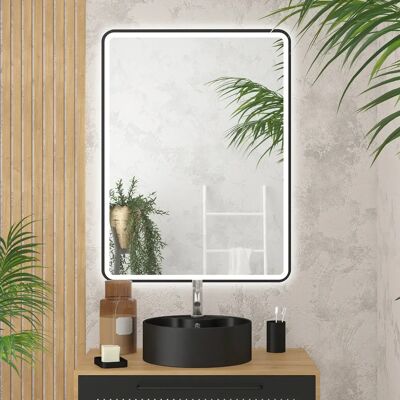 AURLANE Espejo De Baño Led Con Contorno Negro - 100x70cm - Go Black Led AURLANE Espejo De Baño Led Con Contorno Negro - 100x70cm - Go Black Led