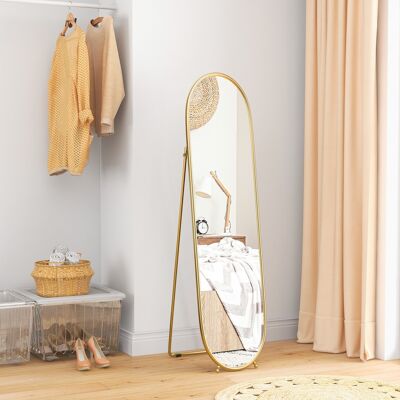 DREAMMESPACE Espejo De Pie Ovalado De 160 X 40 Cm Con Marco De Metal, Ideal Para El Salón O El Dormitorio. Color: Dorado. DREAMMESPACE Espejo De Pie Ovalado De 160 X 40 Cm Con Marco De Metal, Ideal Para El Salón O El Dormitorio. Color: Dorado.