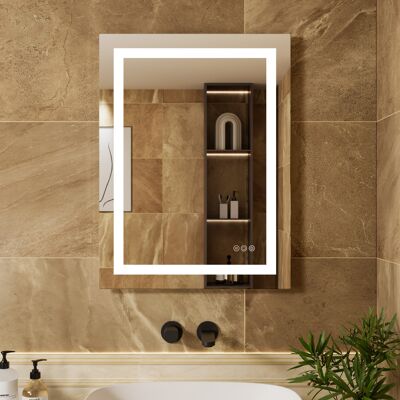 Auralum - 80 x 60 cm - Control táctil - 3 colores de luz - Espejo de baño Auralum - 80 x 60 cm - Control táctil - 3 colores de luz - Espejo de baño