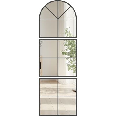 JHY DESIGN Espejo De Pared De Tres Piezas, Espejo Arqueado Con Marco De Metal, Decorativo, 60 X 2 X 180 Cm, Negro. JHY DESIGN Espejo De Pared De Tres Piezas, Espejo Arqueado Con Marco De Metal, Decorativo, 60 X 2 X 180 Cm, Negro.