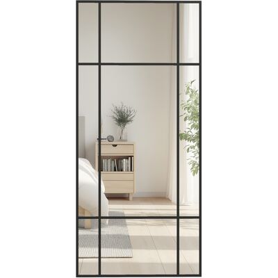 JHY DESIGN Espejo De Pared Estilo Ventana, Montaje Vertical Y Horizontal, 110 X 50 Cm, Negro. JHY DESIGN Espejo De Pared Estilo Ventana, Montaje Vertical Y Horizontal, 110 X 50 Cm, Negro.