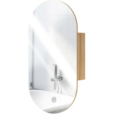 HELLOSHOP26 Armario De Pared Con Espejo Ovalado Para Baño 45 X 13,5 X 90 Cm Estantes Ahorra Espacio Moderno Y Elegante En Mdf Madera Natural 210002073 HELLOSHOP26 Armario De Pared Con Espejo Ovalado Para Baño 45 X 13,5 X 90 Cm Estantes Ahorra Espacio Moderno Y Elegante En Mdf Madera Natural 210002073