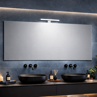 Kiamami Valentina - Espejo De Baño De 120x60 Con Lámpara Led Cromada De 20cm Kiamami Valentina - Espejo De Baño De 120x60 Con Lámpara Led Cromada De 20cm