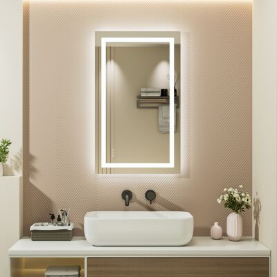 Auralum - Espejo De Baño 100 X 60 Cm Con Control Táctil, 3 Colores De Luz, Regulable, Antivaho, Resistente Al Agua Ip64 Auralum - Espejo De Baño 100 X 60 Cm Con Control Táctil, 3 Colores De Luz, Regulable, Antivaho, Resistente Al Agua Ip64