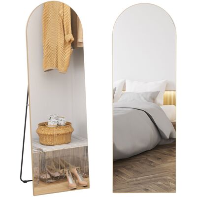 BEYAMIS Espejo De Pie Arqueado De Cuerpo Entero – De Pie O Para Colgar En La Pared – Sin Marco – 150 X 50 Cm – Dorado BEYAMIS Espejo De Pie Arqueado De Cuerpo Entero – De Pie O Para Colgar En La Pared – Sin Marco – 150 X 50 Cm – Dorado