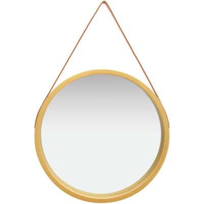 vidaXL Espejo de Pared con Correa 60 cm Oro - Espejo de Pared vidaXL Espejo de Pared con Correa 60 cm Oro - Espejo de Pared