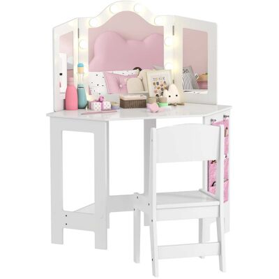 HELLOSHOP26 Tocador Infantil 2 En 1 93.6 X 48.5 X 111.5 Cm Espejo De 3 Hojas Luminoso Almacenamiento Escandinavo De Mdf Blanco 210000269 HELLOSHOP26 Tocador Infantil 2 En 1 93.6 X 48.5 X 111.5 Cm Espejo De 3 Hojas Luminoso Almacenamiento Escandinavo De Mdf Blanco 210000269