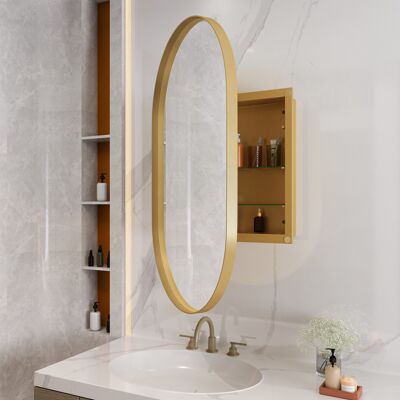 Armario Espejo Ovalado Metal Dorado Para Baño Pared Okmyhome Armario Espejo Ovalado Metal Dorado Para Baño Pared Okmyhome