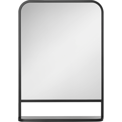 JHY DESIGN Espejo De Pared Con Marco De Metal, Bordes Redondeados, 1 Estante, 70 Cm X 10,2 Cm X 50 Cm, Negro Y Plata. JHY DESIGN Espejo De Pared Con Marco De Metal, Bordes Redondeados, 1 Estante, 70 Cm X 10,2 Cm X 50 Cm, Negro Y Plata.