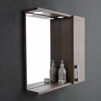 Kiamami Valentina - Espejo De Baño Colgante Con Puerta Lateral Roble Efecto Madera Luz Led Kiamami Valentina - Espejo De Baño Colgante Con Puerta Lateral Roble Efecto Madera Luz Led