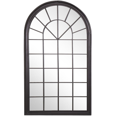 BELIANI Espejo De Pared De Metal Negro 77 X 130 Cm Ventana Arqueada Vintage Decoración Trevol BELIANI Espejo De Pared De Metal Negro 77 X 130 Cm Ventana Arqueada Vintage Decoración Trevol