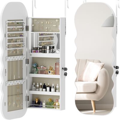 JHY DESIGN Espejo Joyero Con Iluminación Led, Montaje En Pared O Puerta Con Cerradura, Espejo Totalmente Blanco. JHY DESIGN Espejo Joyero Con Iluminación Led, Montaje En Pared O Puerta Con Cerradura, Espejo Totalmente Blanco.