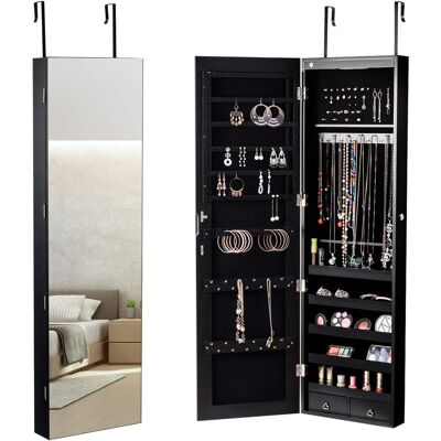 Costway - Led Iluminación Armario Con Espejo Para Joyas Espejo Joyero Montado En Pared Negro Costway - Led Iluminación Armario Con Espejo Para Joyas Espejo Joyero Montado En Pared Negro