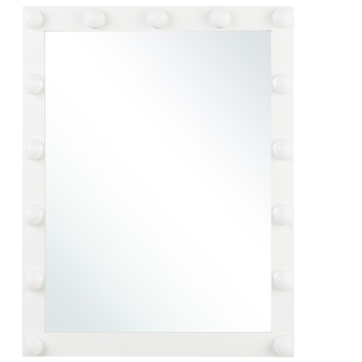 Espejo de Pared Beliani con LED Blanco 50 x 60 cm Rectangular Hollywood Iluminado Mesa de Maquillaje - Espejo Espejo de Pared Beliani con LED Blanco 50 x 60 cm Rectangular Hollywood Iluminado Mesa de Maquillaje - Espejo