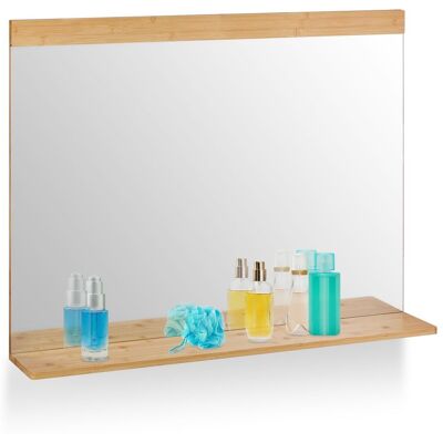 Relaxdays - Espejo Para Pared Con Balda Y Marco De Bambú, 68,5 X 90 Cm, Colgante, Baño, Dormitorio Y Guardarropa, Natural Relaxdays - Espejo Para Pared Con Balda Y Marco De Bambú, 68,5 X 90 Cm, Colgante, Baño, Dormitorio Y Guardarropa, Natural
