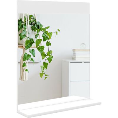 JHY DESIGN Espejo De Baño, Espejo De Pared Con Estante De Almacenamiento Para Salón O Dormitorio, 50 X 12 X 60 Cm, Blanco JHY DESIGN Espejo De Baño, Espejo De Pared Con Estante De Almacenamiento Para Salón O Dormitorio, 50 X 12 X 60 Cm, Blanco