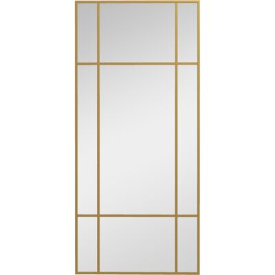 JHY DESIGN Espejo De Pared Rectangular, Estilo Ventana, Horizontal O Vertical, Con 4 Ganchos, En Metal Dorado - 110x50 Cm JHY DESIGN Espejo De Pared Rectangular, Estilo Ventana, Horizontal O Vertical, Con 4 Ganchos, En Metal Dorado - 110x50 Cm