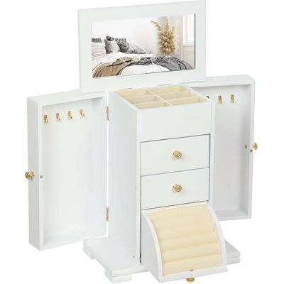 HELLOSHOP26 Joyero 4 Niveles 26.5 X 16 X 33.5 Cm Espejo Integrado Puertas Giratorias Acabado Mate Elegante Clásico De Mdf Blanco 210008058 HELLOSHOP26 Joyero 4 Niveles 26.5 X 16 X 33.5 Cm Espejo Integrado Puertas Giratorias Acabado Mate Elegante Clásico De Mdf Blanco 210008058