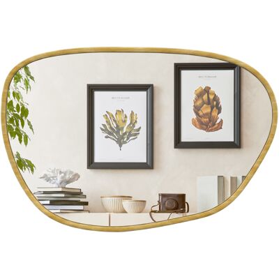 JHY DESIGN Espejo De Pared, Espejo Decorativo Asimétrico De 90x60cm En Vidrio Templado Para Baño, Dormitorio, Sala De Estar, Pasillo, Natural JHY DESIGN Espejo De Pared, Espejo Decorativo Asimétrico De 90x60cm En Vidrio Templado Para Baño, Dormitorio, Sala De Estar, Pasillo, Natural