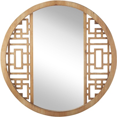 Beliani - Espejo De Pared Madera Clara Redondo 60 Cm Marco De Madera Maciza Hecho A Mano Geométrico Rústico Firminy Beliani - Espejo De Pared Madera Clara Redondo 60 Cm Marco De Madera Maciza Hecho A Mano Geométrico Rústico Firminy