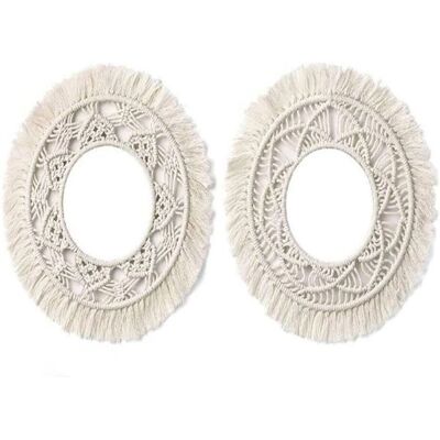 OEM Tuserxln Juego De 2 Espejos De Pared Colgantes Hechos A Mano Con Flecos Redondos Para Sala De Estar O Dormitorio De Apartamento OEM Tuserxln Juego De 2 Espejos De Pared Colgantes Hechos A Mano Con Flecos Redondos Para Sala De Estar O Dormitorio De Apartamento