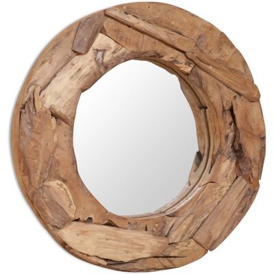 Espejo de baño redondo de teca vidaXL 60 cm - Estilo rústico Espejo de baño redondo de teca vidaXL 60 cm - Estilo rústico