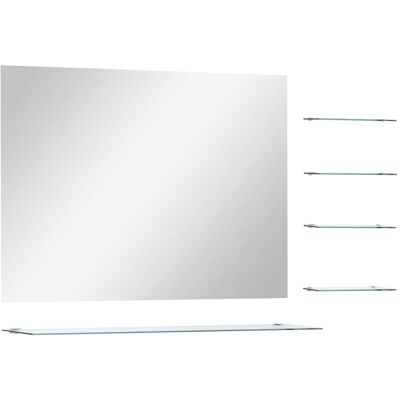 Espejo de pared con 5 estantes plateado - Decoración de baño Espejo de pared con 5 estantes plateado - Decoración de baño