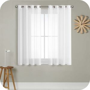 OEM Cortina Corta Semitransparente Con Ojales En Aspecto De Lino, Para Sala De Estar, Dormitorio Y Habitación Infantil, Color Blanco, 140 X 160 Cm (alto X Largo), Juego De 2 OEM Cortina Corta Semitransparente Con Ojales En Aspecto De Lino, Para Sala De Estar, Dormitorio Y Habitación Infantil, Color Blanco, 140 X 160 Cm (alto X Largo), Juego De 2