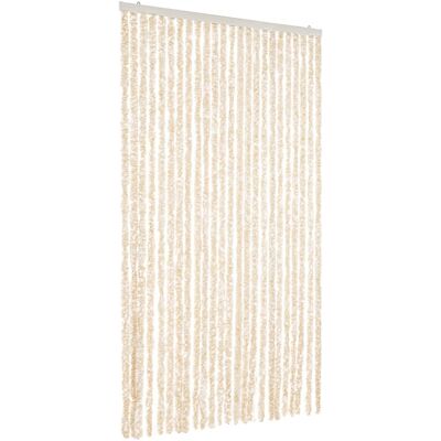vidaXL Cortina contra insectos Beige y Blanca 100x200 cm Chenille - Mosquitera vidaXL Cortina contra insectos Beige y Blanca 100x200 cm Chenille - Mosquitera
