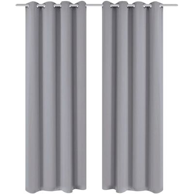 Cortinas opacas 2 piezas con ojales de metal 135x175 cm gris - Cortinas Cortinas opacas 2 piezas con ojales de metal 135x175 cm gris - Cortinas