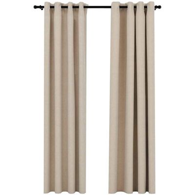 Cortinas opacas con efecto lino - 2 piezas beige 140x245cm vidaXL Cortinas opacas con efecto lino - 2 piezas beige 140x245cm vidaXL