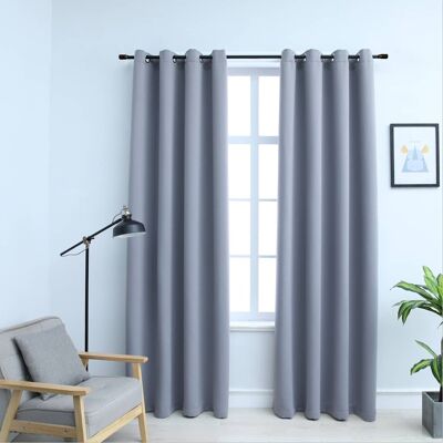 vidaXL 2x Cortinas Opacas Grises 140x175cm - Cortinas vidaXL 2x Cortinas Opacas Grises 140x175cm - Cortinas