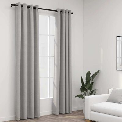 Cortinas Opacas con Ojalillos Lino 2 pzas Gris - Cortina Cortinas Opacas con Ojalillos Lino 2 pzas Gris - Cortina